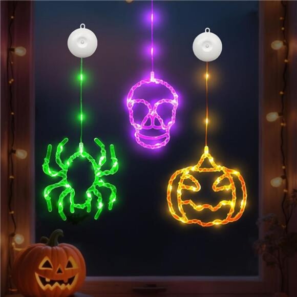 Halloween Decorations Lights, 3er Set Battery Operated Halloween Window Lights - Picture 5 of 7